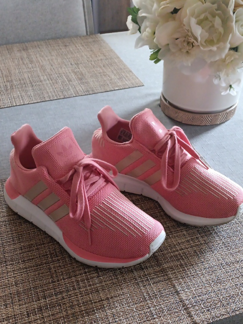 Pink Adidas Swift Run Athletic Sneakers - Comfort Knit Design